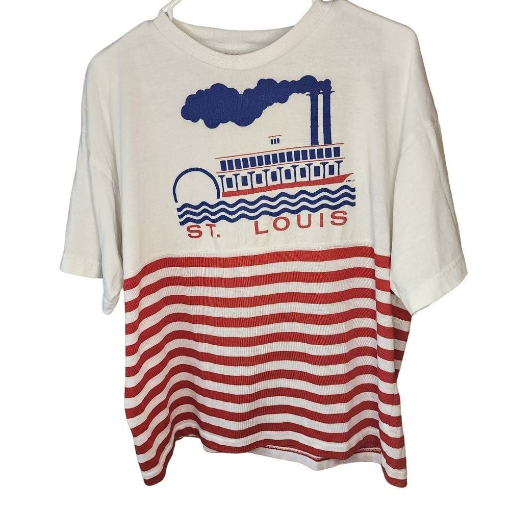 Vintage St Louis Steam boat Shirt Stripes Sunbelt